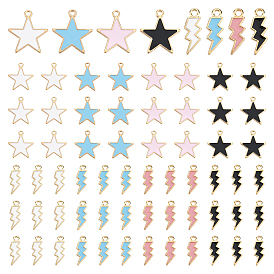 80Pcs 2 Style  Alloy Enamel Pendants, Mixed Shape, Light Gold