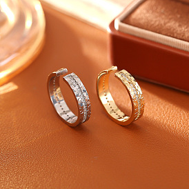 Латунные кольца-манжеты с микропаве из прозрачных кубических цирконий