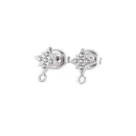 304 Stainless Steel Stud Earring Setting Findings for Rhinestone, with Ear Nuts and Loop, Star