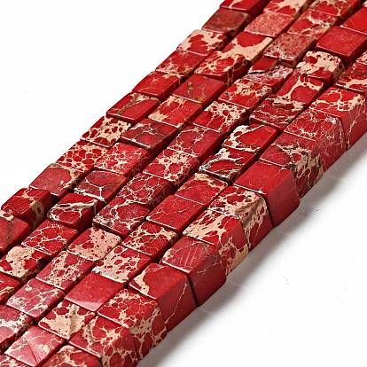 Натуральные имперские нитки из бисера яшмы, окрашенные, кубические