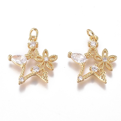 Латунные микро проложить кубического циркония подвески, долговечный, с целью перехода в кольце, звезды с цветком