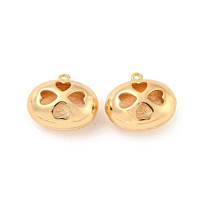 Hollow Brass Pendants, Cadmium Free & Nickel Free & Lead Free, Oval