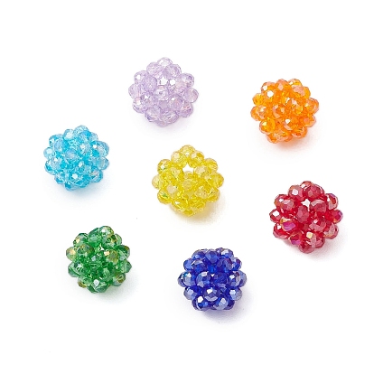 7 шт. 7 цвета, подвески из окрашенного стекла для запекания, круглые, гальваническое покрытие, граненые