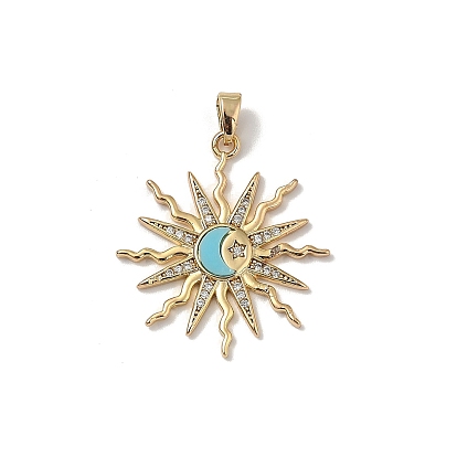 Латунные микропаве прозрачные подвески с фианитом, солнце, с пластиковым