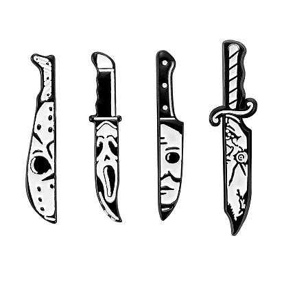 4 Pieces Halloween Scary Themed Enamel Knife Pins Gothic Dagger Shape Badges Pins Alloy Metal Pins Knife Lapel Pins Holiday Gifts for Clothing Bags Backpacks Jackets Hats