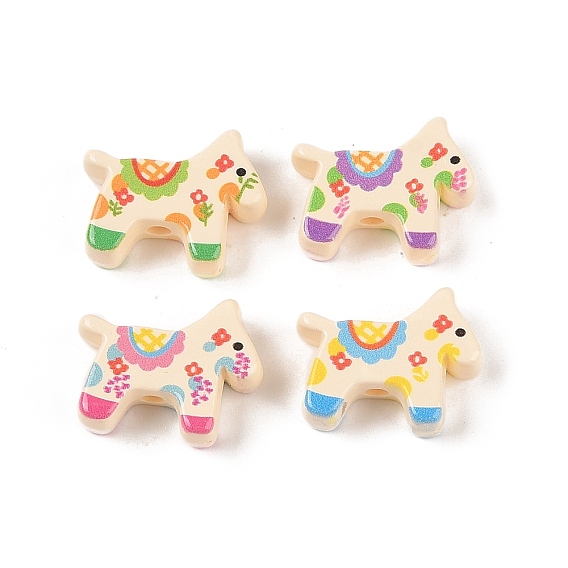 Непрозрачные акриловые бусины, окрашенные распылением, лошадь, красочный