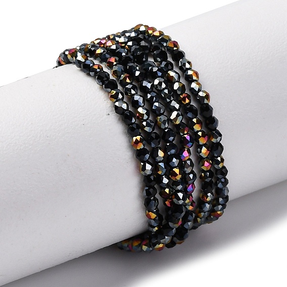 Стеклянные бусины с гальваническим покрытием , нити круглых бусин, половина золотым покрытием, граненые