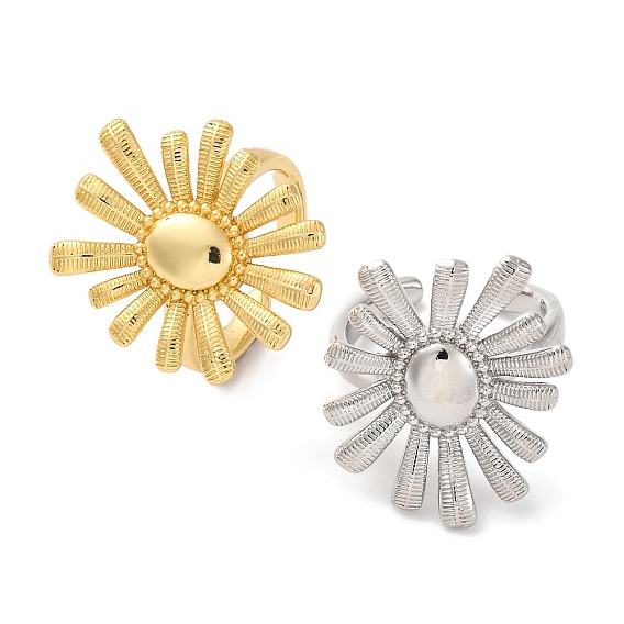 Стойки покрытие цветок латунь открытые манжеты кольца для женщин, без свинца и без кадмия, долговечный