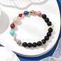 Круглые браслеты из бисера из смешанных драгоценных камней, подвеска в виде буквы для женщин