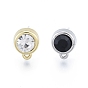 Rack Plating Alloy Rhinestone Stud Earring Findings, with Horizontal Loop and 304 Stainless Steel Steel Pin, Flat Round, Cadmium Free & Nickel Free & Lead Free