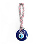 Flat Round with Evil Eye Resin Pendant Decorations, Braided Cotton Cord Hanging Ornament