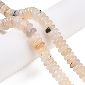 Natural White Agate Beads Strands, Rondelle