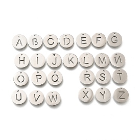 304 charmes en acier inoxydable, plat rond avec la lettre a ~ z