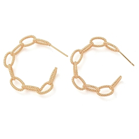 Rack Plating Textured Cable Chain Brass Stud Earrings, Long-Lasting Plated