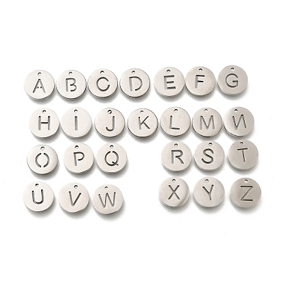 304 charmes en acier inoxydable, plat rond avec la lettre a ~ z