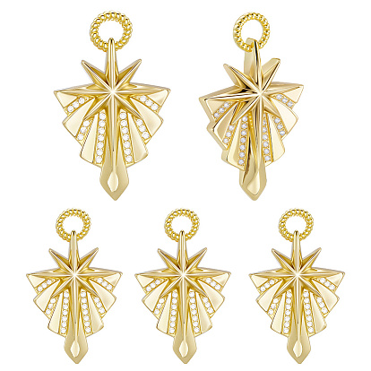 8 кулоны из латуни с микрочастицами и кубическим цирконием., звезды прелести