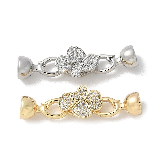 Латунные микро проложить кубического циркония раз за застежками, без кадмия, без никеля и без свинца, цветок