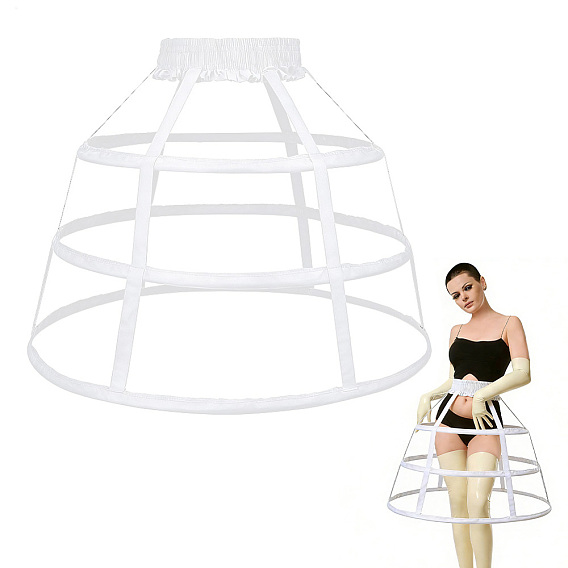 Polyester & Steel 3 Hoops Petticoat, Crinoline Fishbone Hollow Bird Cage Skirt