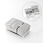 Rectangle 304 fermoirs magnétiques en acier inoxydable avec extrémités à coller, 24x7x14mm, Trou: 11x4mm