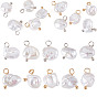 10Pcs 2 style Nuggets Natural Baroque Keshi Pearl Pendants, with Brass Findings