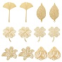 12Pcs 6 Styles Brass Big Pendants, Etched Metal Embellishments, Long-Lasting Plated, Nickel Free