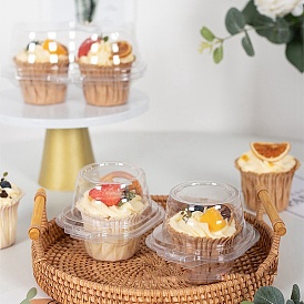 Food Grade Transparent PET Packaging Box, Cupcake Carrier, Muffin Container Holders Cases
