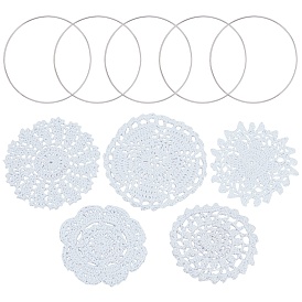 Gorgecraft tasse mat sous-verre en coton, sous-verres en dentelle de coton au crochet, pour la décoration de la maison de boissons, avec anneaux de liaison en fer