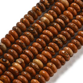 Natural Picture Jasper Beads Strands, Rondelle