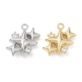 Latón micro pavimenta claro cubic zirconia encantos, encantos estrella