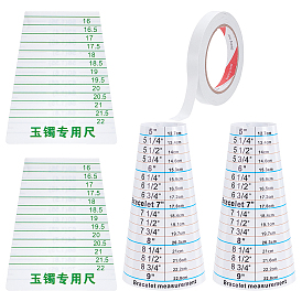 4Pcs 2 Styles Plastic Ez Sizer, Bracelet Mandrel, with 1 Roll Double Sided Adhesive Paper