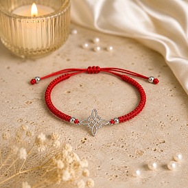 304 Stainless Steel Witch Knot Link Bracelets, Adjustable Braided Red String Bracelets for Men Women