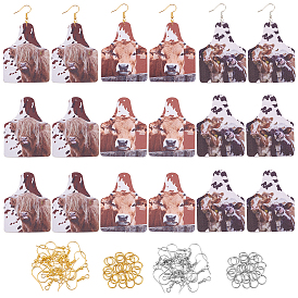 Kit para hacer aretes rectangulares con forma de ganado, incluyendo grandes colgantes de imitación de cuero, ganchos de hierro para pendientes y anillos de salto