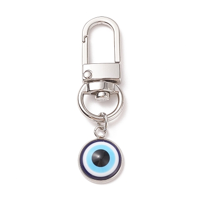 Resin Evil Eye Pendant Decorations, with Alloy Swivel Clasps, Clip-on Charms, for Keychain, Purse, Backpack Ornament, Stitch Marker