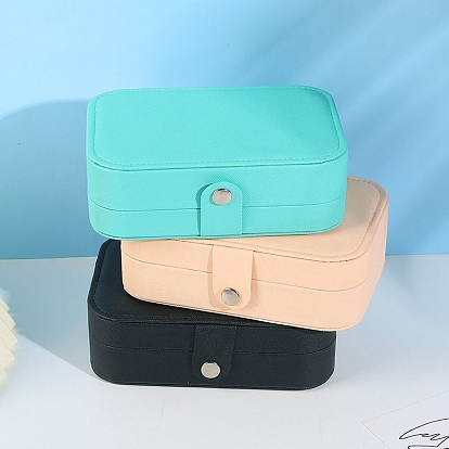 Caja de almacenamiento de pvc para mujer, Organizador de joyero portátil rectangular para pendientes, anillos, collares, con botón a presión