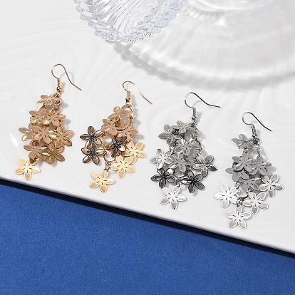 430 болтаться серьги из нержавеющей стали цветок, с железными крюками серьги