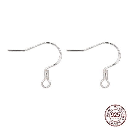 925 Sterling Silver Flat Coil Earwire, Earring Hooks, 21 Gauge