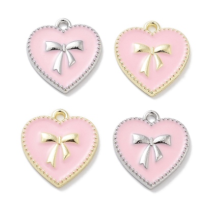 Стойки обшивки сплава эмали подвески, без свинца, без кадмии и без никеля, сердце с шармом бантом