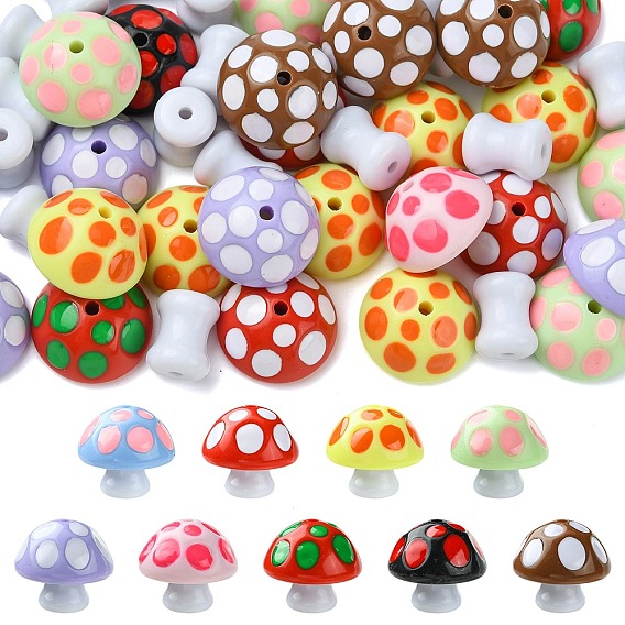 40Pcs 2 Styles Opaque Acrylic Beads, Mixed Colors