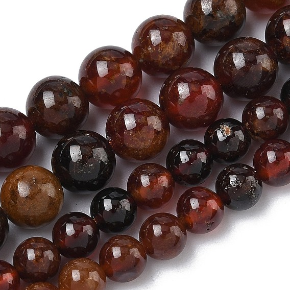 Нити из натуральных африканских оранжевых гранатовых бусин, круглые