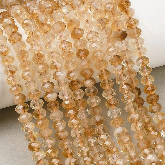 Нагретые нити из натуральных цитриновых бусин, граненые, рондель