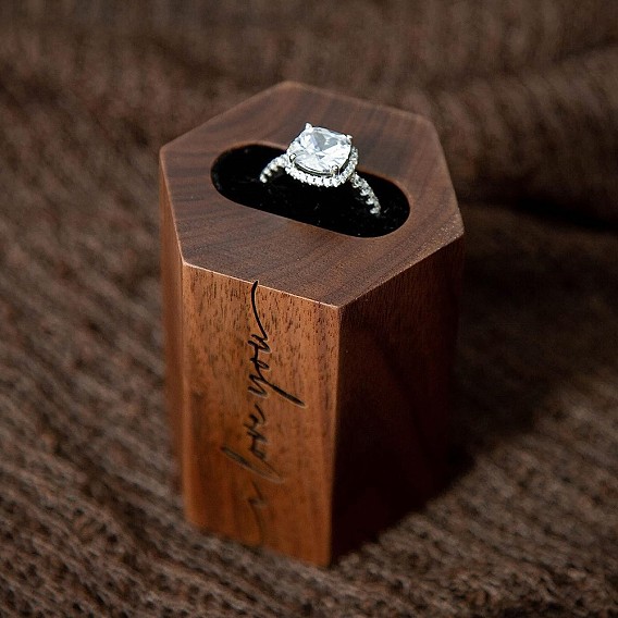 Wood Rings Boxes, Wedding Ring Gift Case, Hexagon