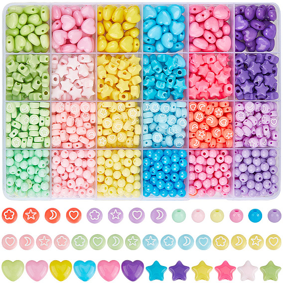1140шт 24 цвета непрозрачные акриловые бусины наборы, разнообразные
