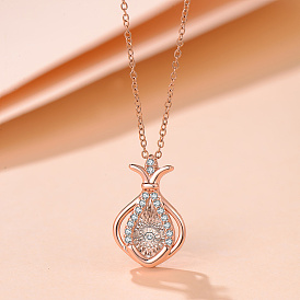 Elegant Water Drop Crown Brass Pendant Necklace with Cubic Zirconia and Moissanite