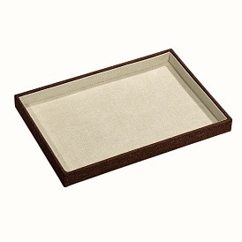 Cuboid Synthetic Wood Jewelry Displays, Covered with Burlap Cloth