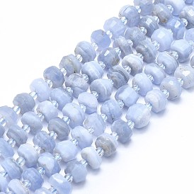 Perlas naturales ágata de encaje azul hebras, facetados, pepitas