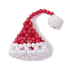 Glass Seed Bead Loom Pattern, Christmas Hat Pendants