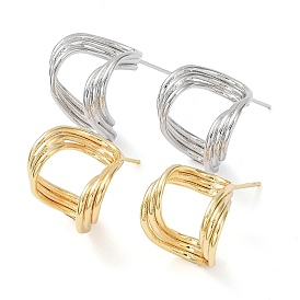 Brass Twist Wave Stud Earrings