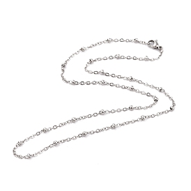 304 acier inoxydable colliers de chaînes du câble, avec des perles de billes et fermoirs pince de homard, 17.9 pouces (455 mm), 3mm