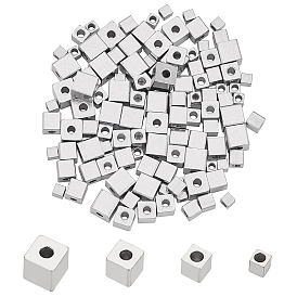 120 pièces 4 style 304 perles en acier inoxydable, cube