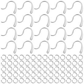 200Pcs 304 Stainless Steel Stud Earring Hooks and 200Pcs Jump Rings